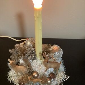 Vintage Electric Light Candolier Christmas Candle. Decorated Vintage Deer